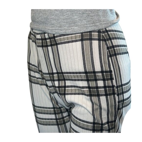 Rue 21 Womens High Rise Soft Ribbed Flare Pants in Gray Plaid Size M Y2K 90s - Picture 6 of 7